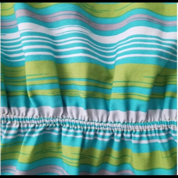 Banana Republic green teal white stripe blouse - Picture 3 of 4